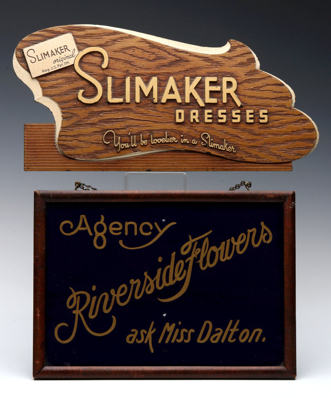 TWO SMALL 1930s ADVERTISING SIGNS