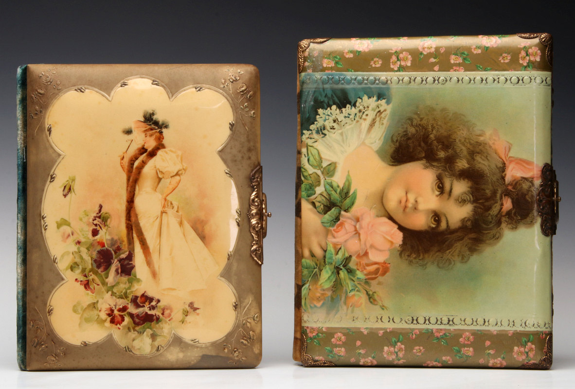 TWO 19TH C. VICTORIAN CELLULOID FRONT PHOTO ALBUMS