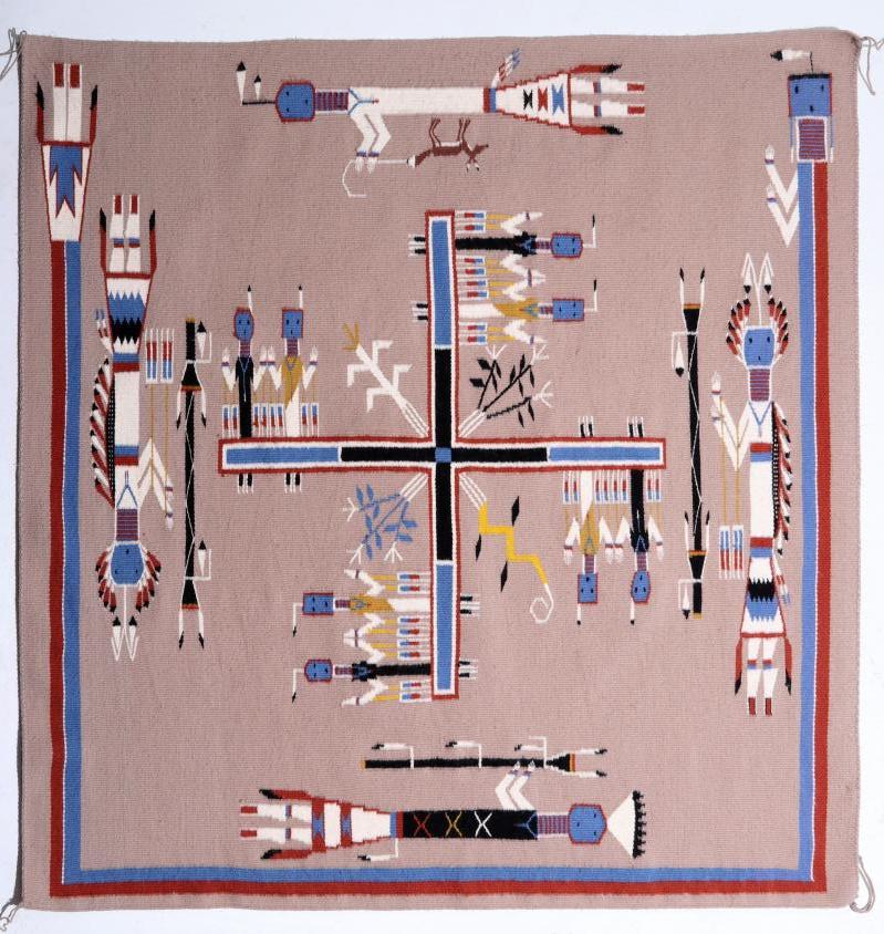 AN EXCEPTIONAL 20TH C. NAVAJO SAND PAINTING RUG