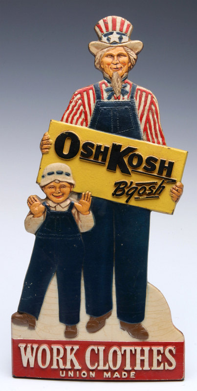 OSH KOSH WORK CLOTHES DIE-CUT FIGURAL SIGN