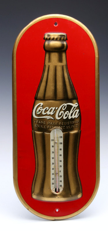 A 1930s COCA-COLA 'CHRISTMAS BOTTLE' THERMOMETER