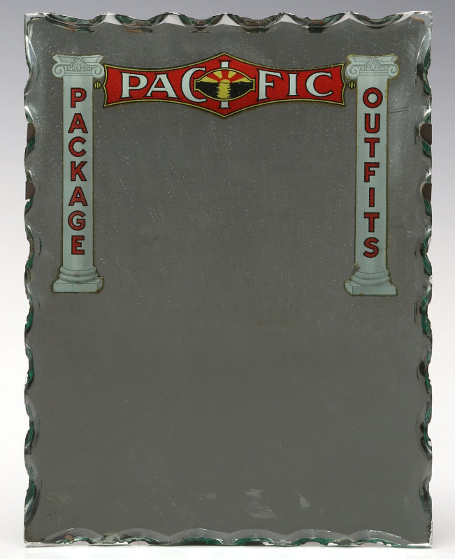 A 1910s MIRROR ADVERTISING PACIFIC PACKAGE OUTFITS