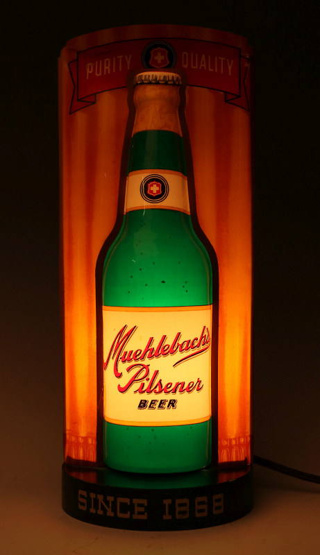 A VERY RARE MUEHLEBACH'S BEER LIGHT UP BULLET SIGN