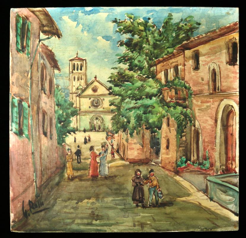 AN EARLY 20TH CENTURY ARTIST SIGNED PAINTED TILE