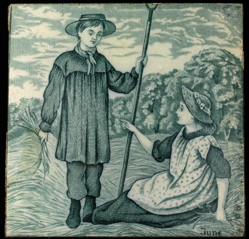 A WEDGWOOD ART TILE, ALLEGORY OF THE MONTH OF JUNE