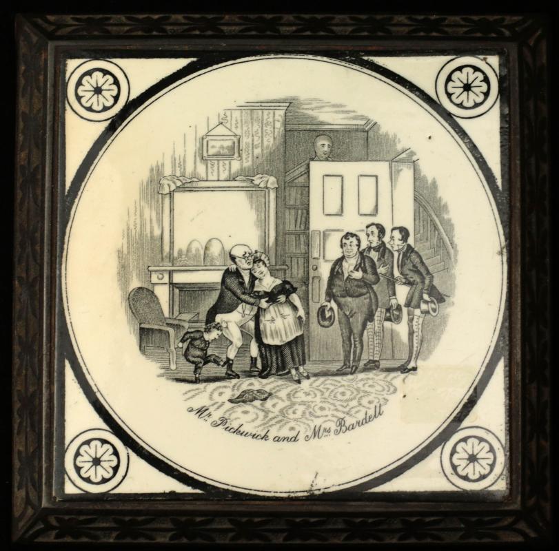 DICKENS' MR. PICKWICK AND MRS. BARDELL 1880s TILE