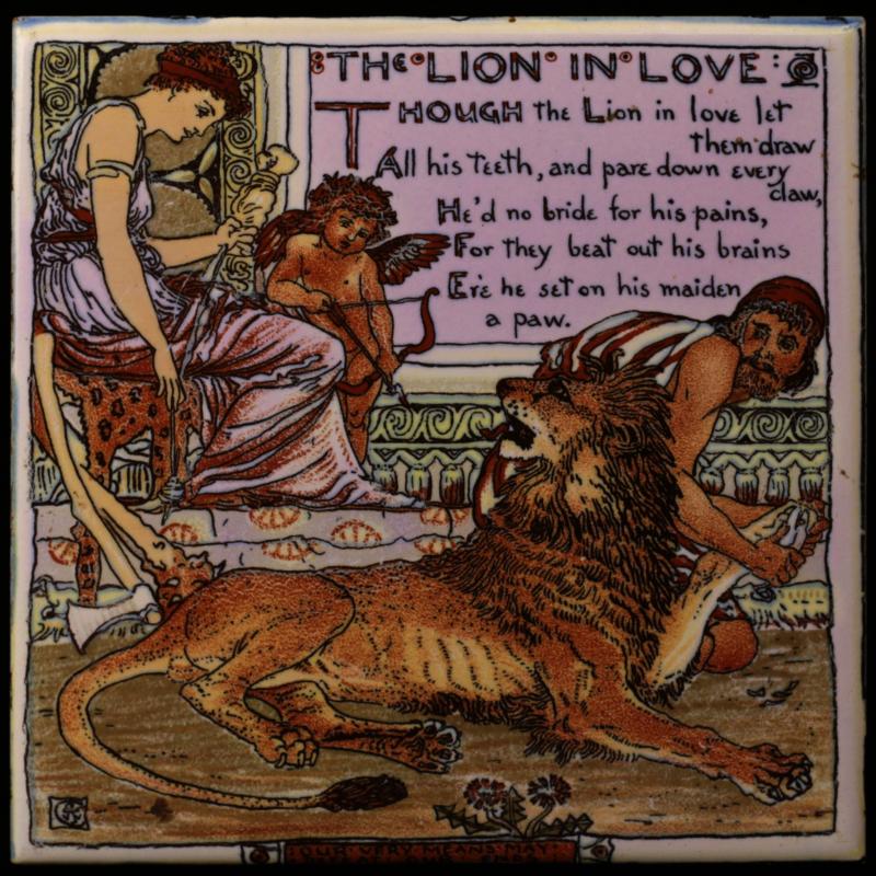 MOSAIC TILE CO AESOP'S 'THE LION IN LOVE' ART TILE