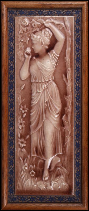 LARGE VERTICAL VICTORIAN TILE W/CLASSICAL MAIDEN