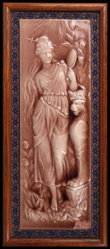 LARGE VERTICAL VICTORIAN TILE W/CLASSICAL MAIDEN