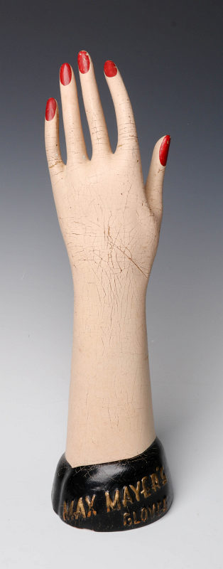 AN ADVERTISING HAND MANNEQUIN FOR MAX MAYER GLOVES