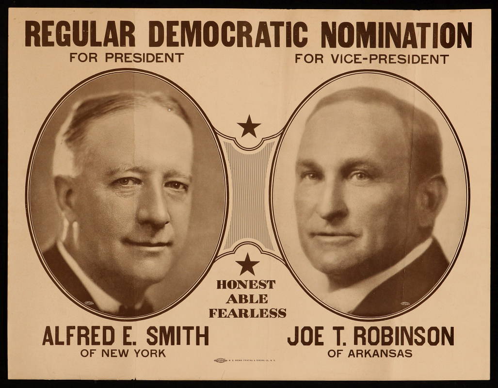 1928 CAMPAIGN POSTER ALRED SMITH AND JOE ROBINSON