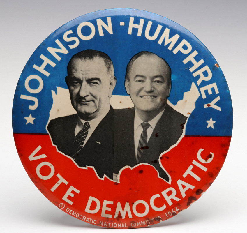 A JOHNSON HUMPHREY NINE INCH 1964 CAMPAIGN BUTTON