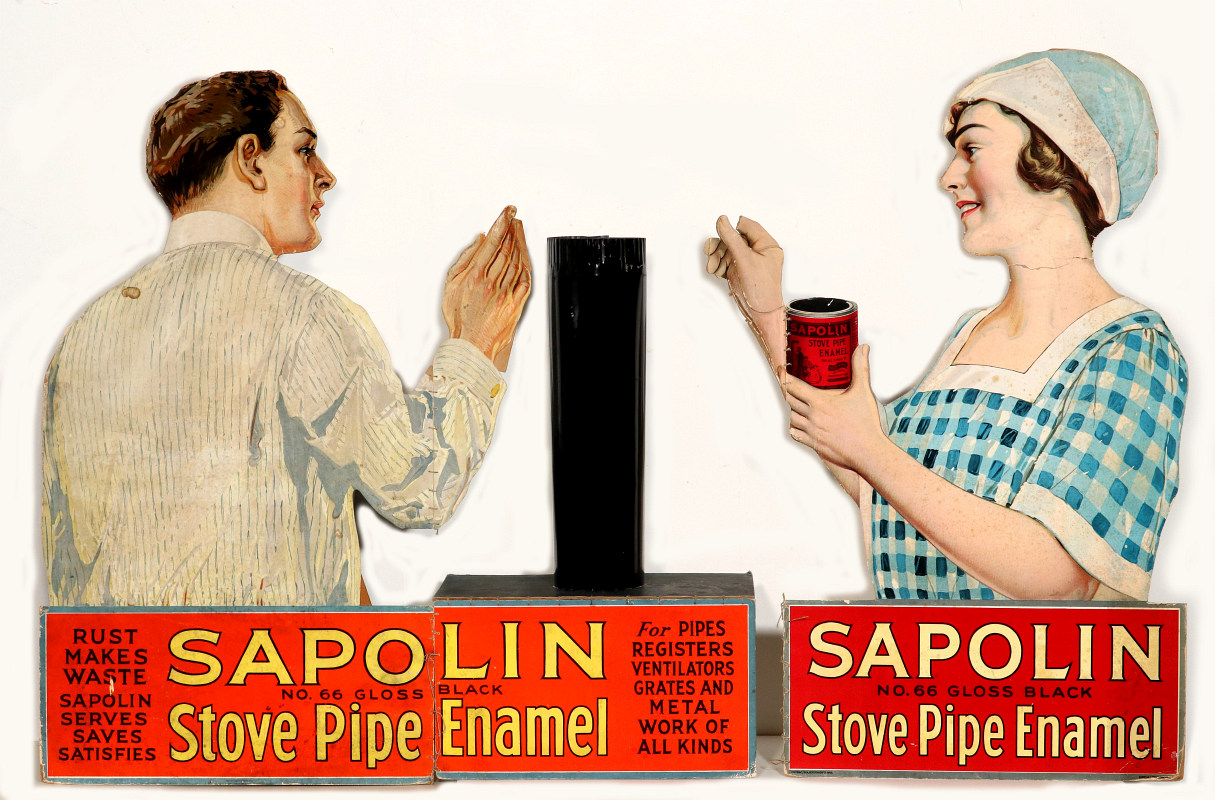 DIE-CUT SAPOLIN PIPE ENAMEL DISPLAY W/ STOVE PIPE