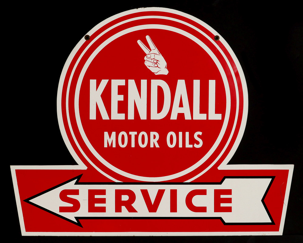 A NEAR MINT KENDALL MOTOR OILS TWO-SIDED SIGN