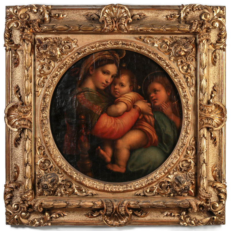 A 19TH C. OIL OF THE MADONNA IN VENETIAN FRAME