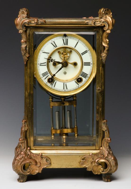 AN ANSONIA CRYSTAL REGULATOR TABLE CLOCK, AS-IS
