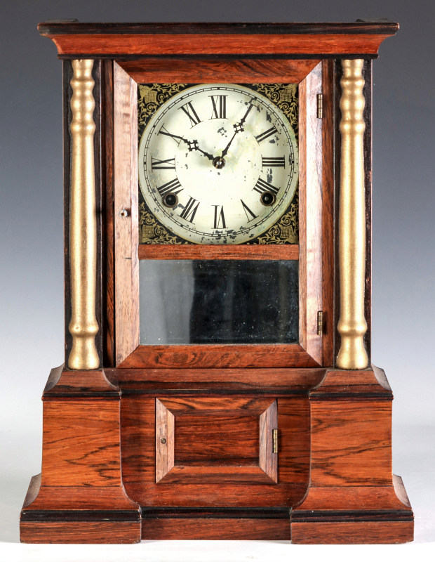 A MID 19TH CENT ROSEWOOD CLOCK ATTRIB TO ATKINS