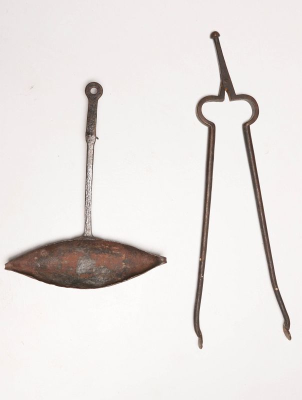TWO HAND FORGED COOKING UTENSILS