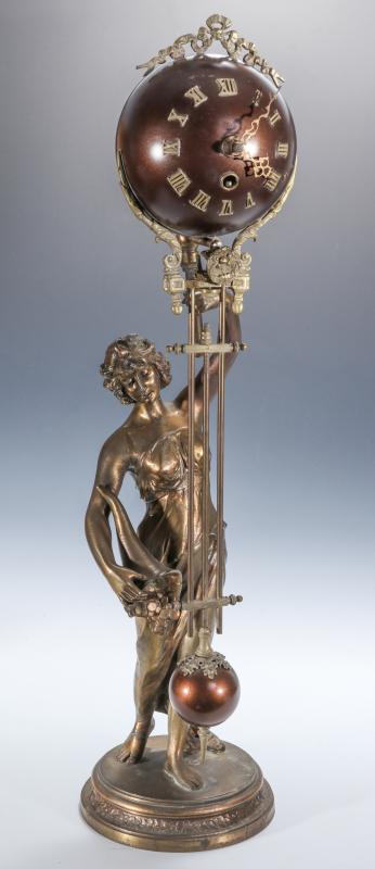 AN EARLY 20TH CENTURY SWINGER STATUE BALL CLOCK