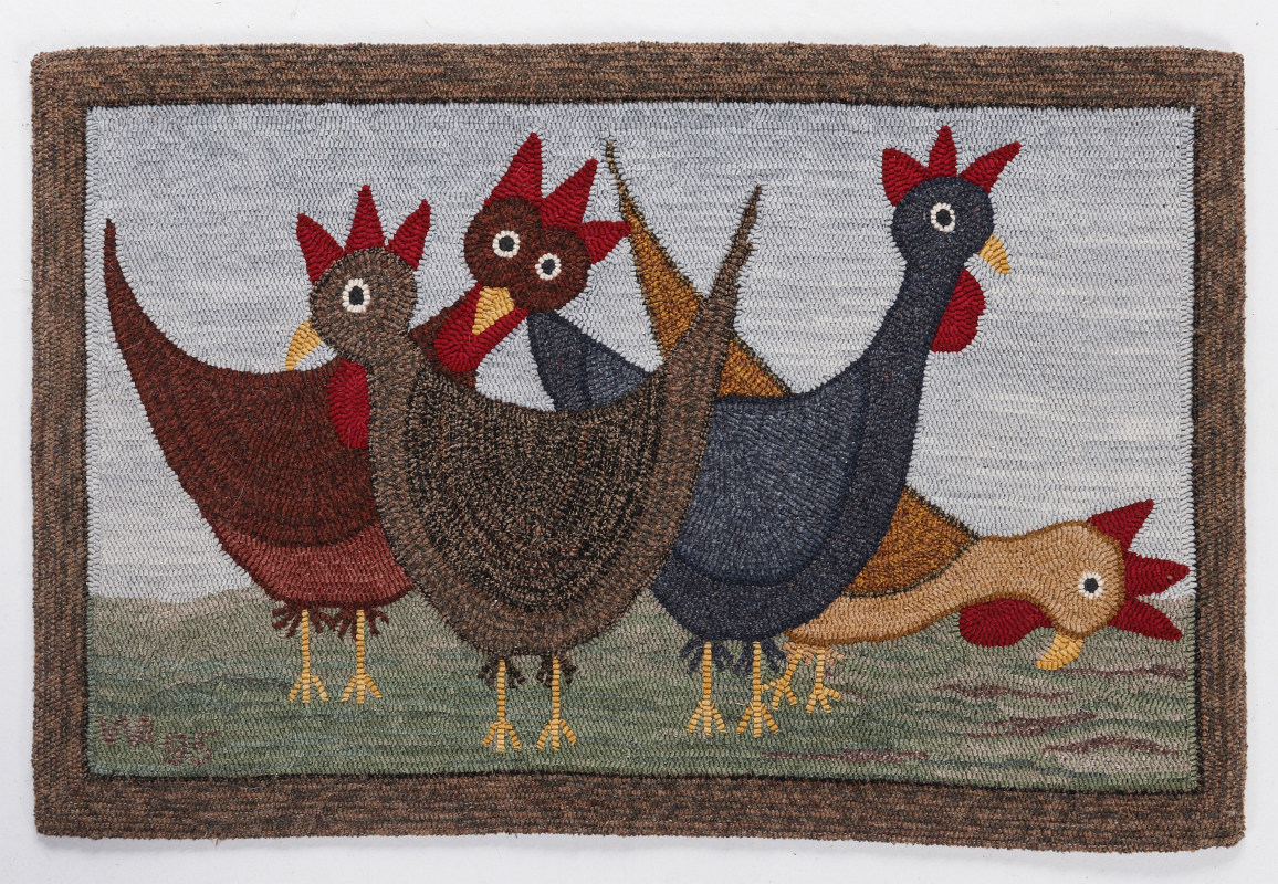 A GOOD LATE 20TH CENTURY HOOKED RUG BY WANDA ALLEN