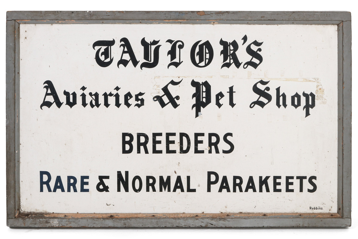 VINTAGE AVIARY AND 'NORMAL' PARAKEETS BREEDER SIGN