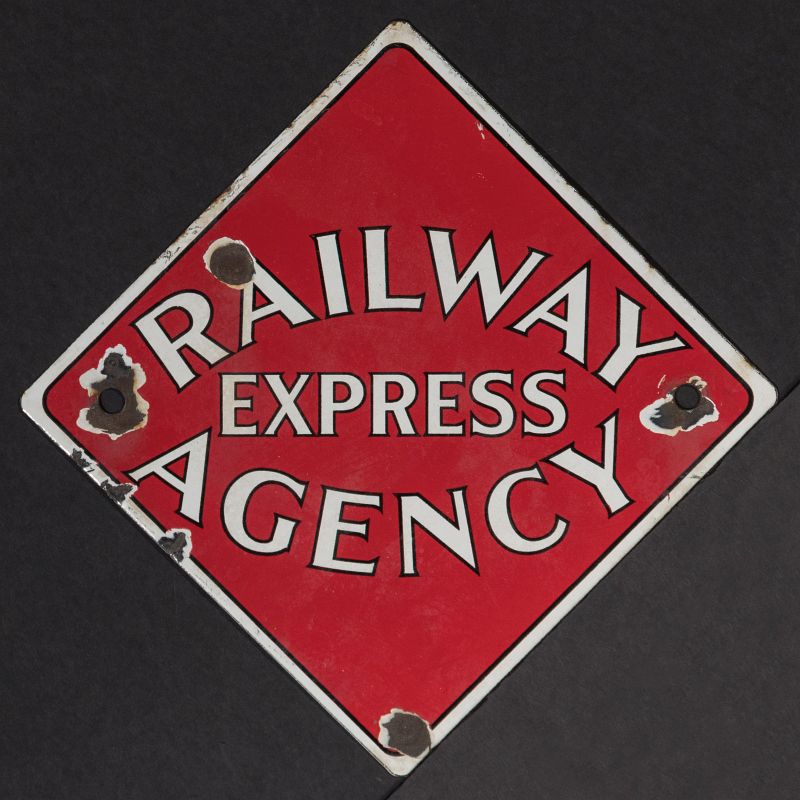 A RAILWAY EXPRESS PORCELAIN ENAMEL SIGN