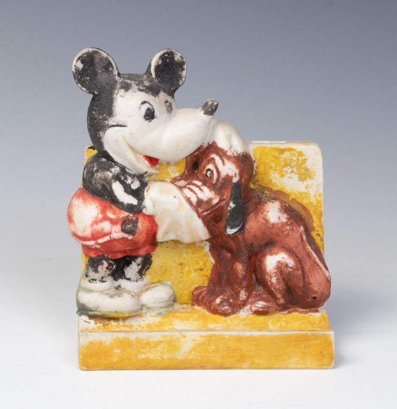 CIRCA 1930s MICKEY AND PLUTO TOOTHBRUSH HOLDER