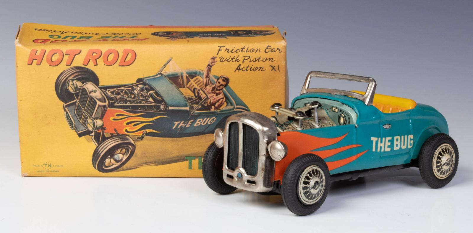 'THE BUG' JAPANESE TIN FRICTION HOT ROD TOY IN BOX