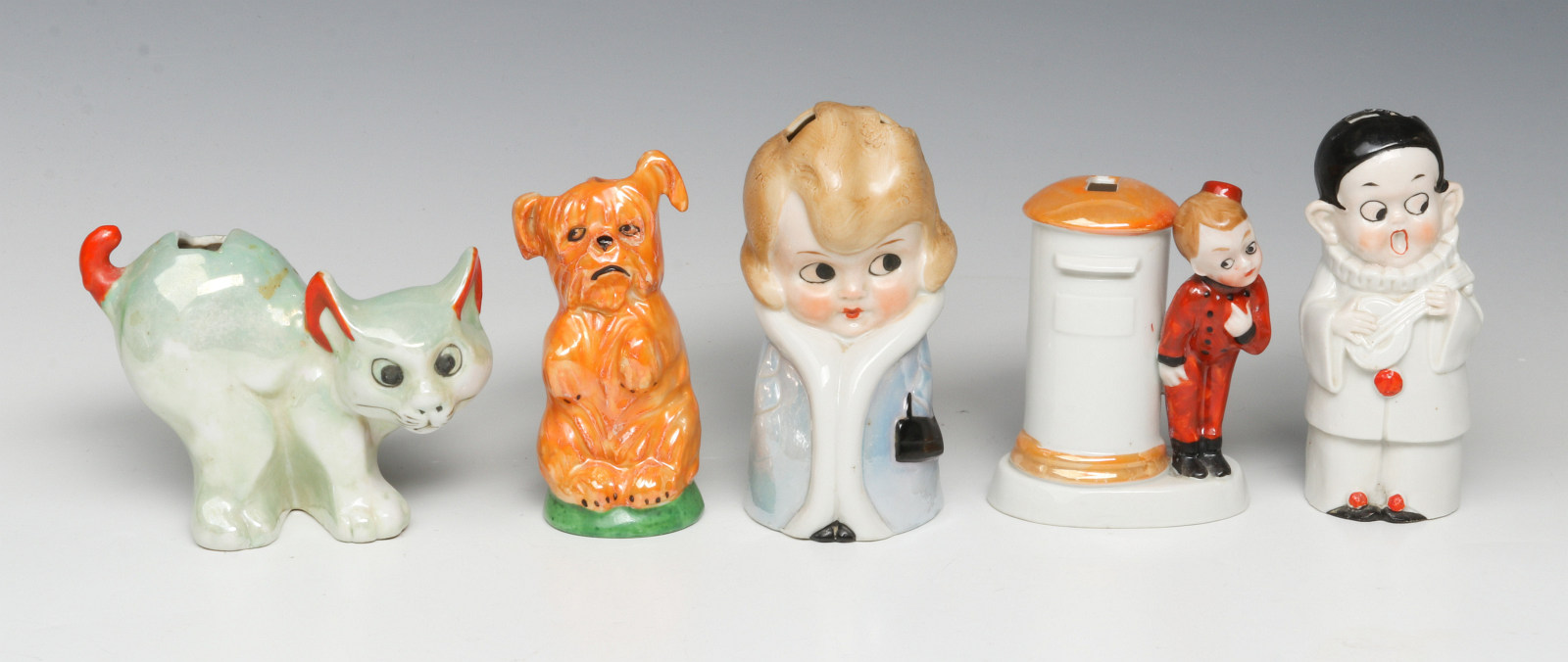 FIVE LUSTRE AND OTHER TOOTH BRUSH HOLDERS C. 1930s