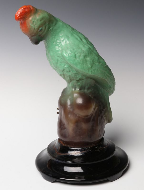 A TIFFIN COCKATOO LAMP - AS FOUND