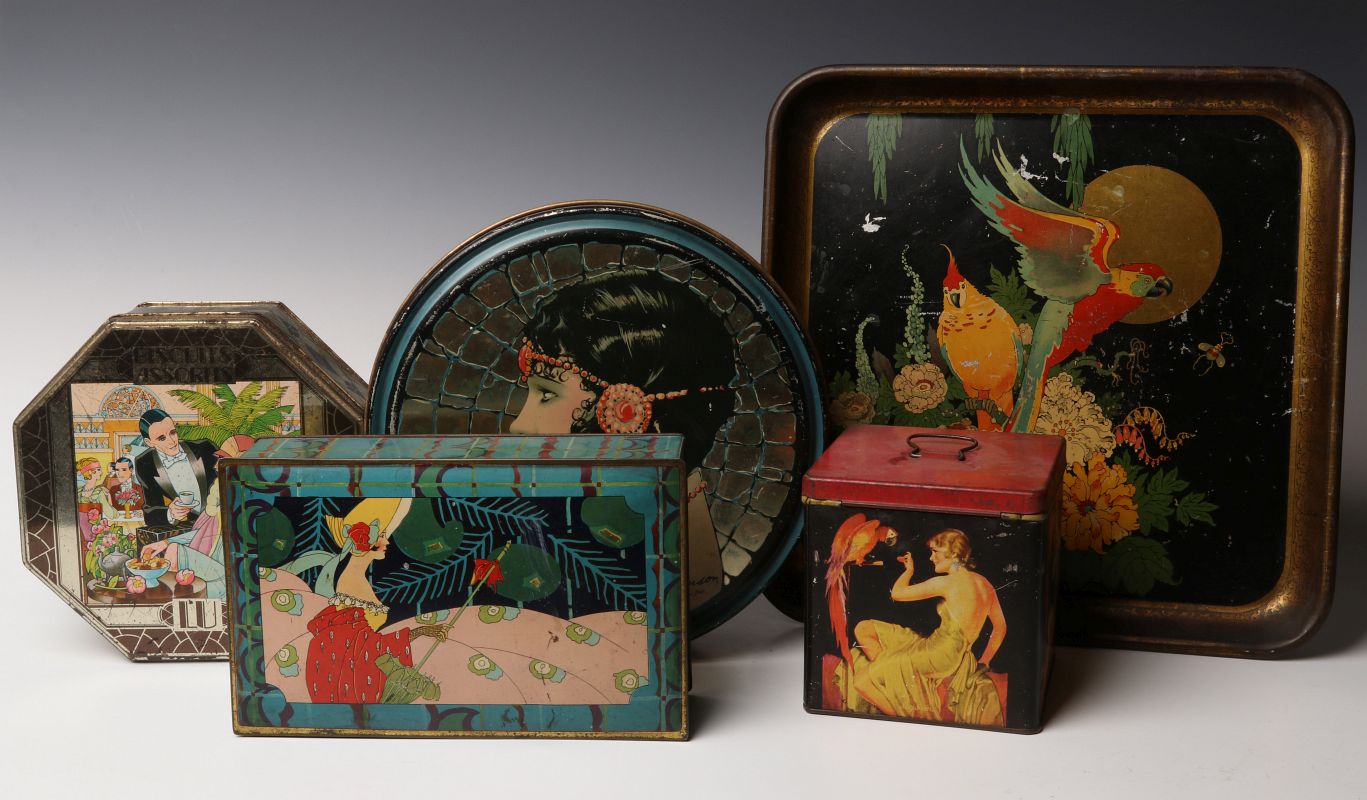 A COLLECTION OF HENRY CLIVE AND OTHER ART DECO TIN