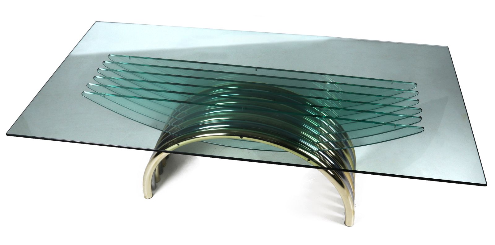 A MODERN GLASS/CHROME DINING TABLE ATT RENATO ZEVI