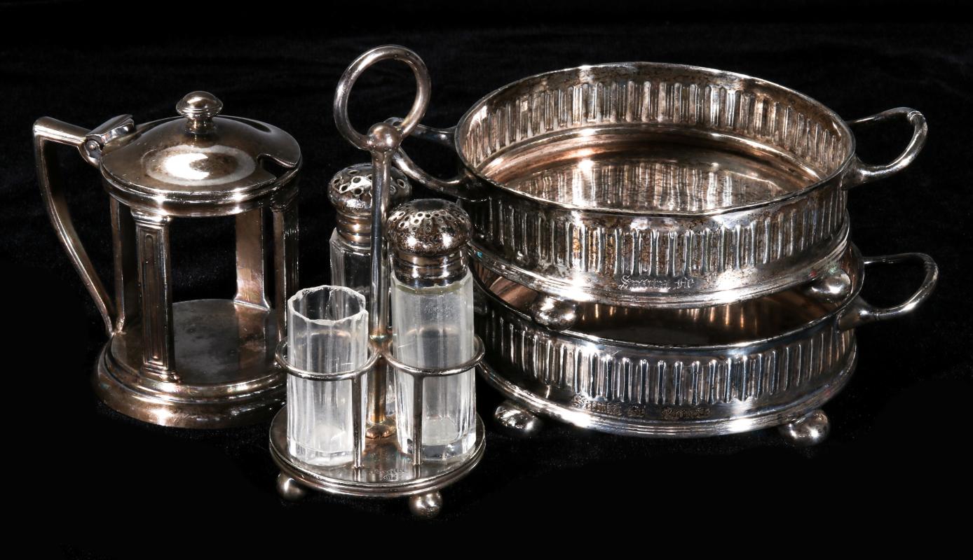 A GROUP OF SANTA FE RR DINING CAR SILVER PLATE