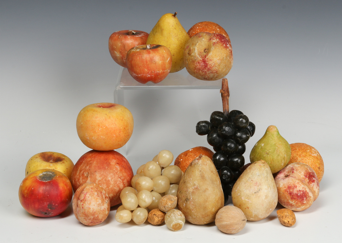 A COLLECTION OF VINTAGE COLORED STONE FRUIT