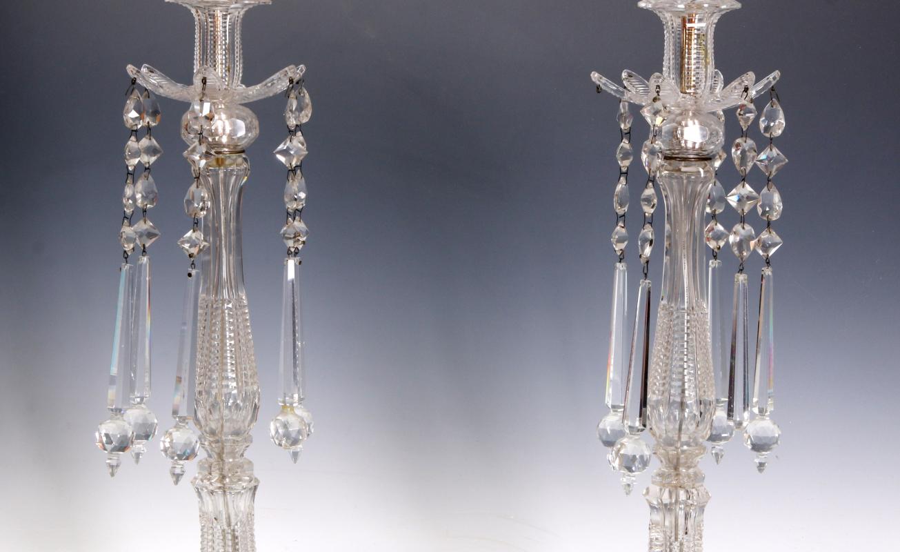 MAJORLY CUT CRYSTAL CANDLESTICK TABLE LAMPS