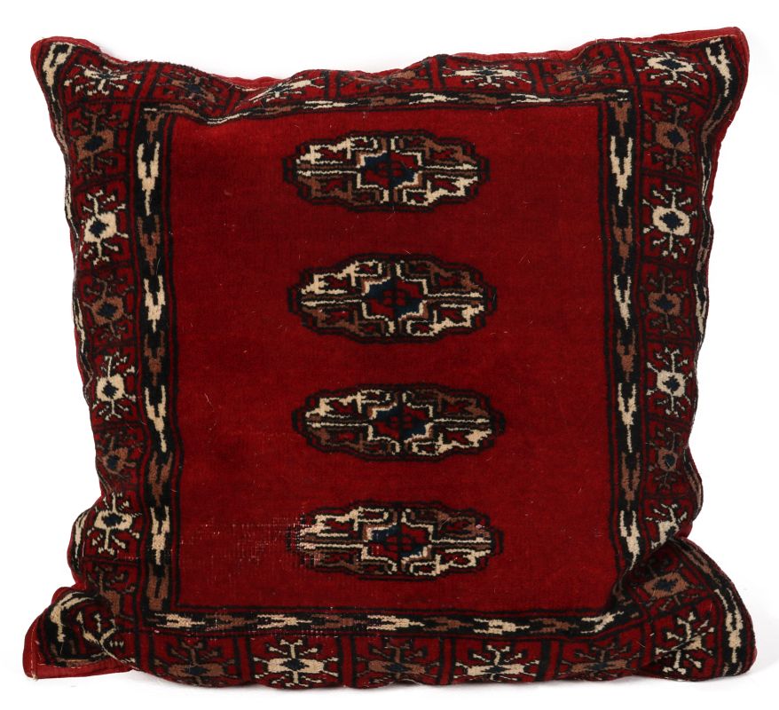 A LARGE DECORATIVE PILLOW WITH TURKOMAN RUG FACE