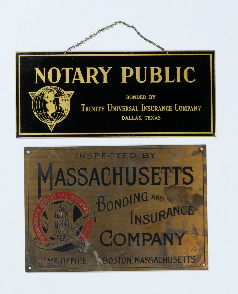 TWO VINTAGE INSURANCE ADVERTISING SIGNS