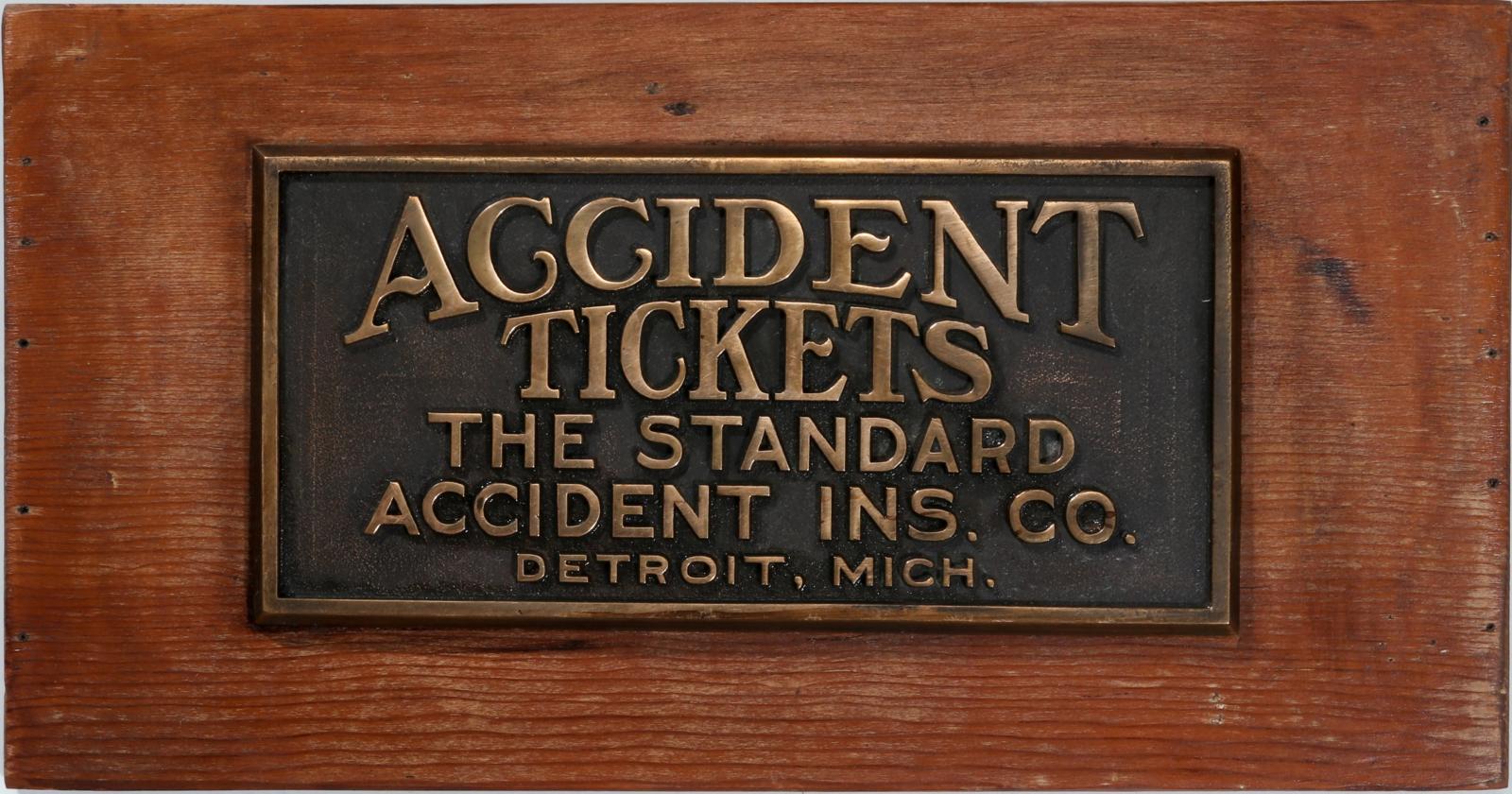 BRONZE PLAQUE FOR STANDARD INS 'ACCIDENT TICKETS'