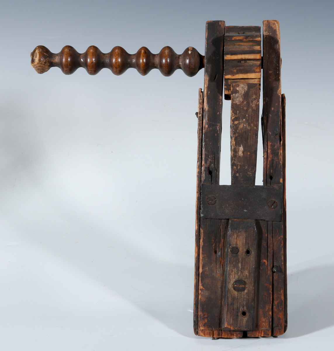 A 19TH CENTURY WOOD FIRE WATCHMAN RATTLE ALARM