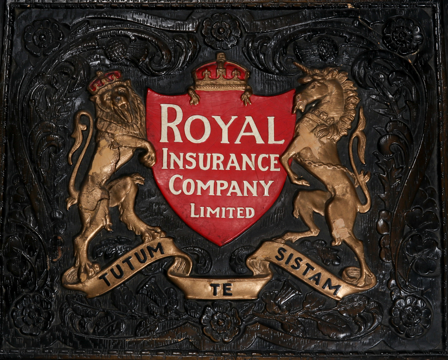 A ROYAL INSURANCE COMPANY ADVERTISING PLAQUE