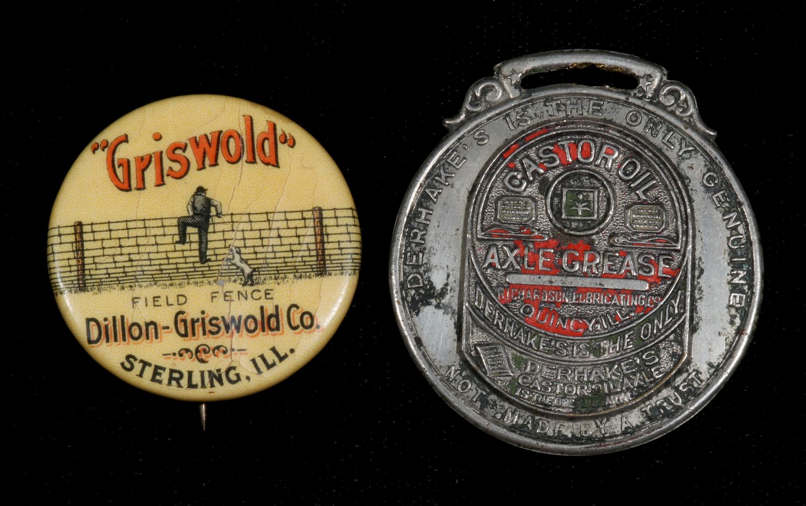GRISWOLD FENCE AND CASTOROIL ANTIQUE ADVERTISING