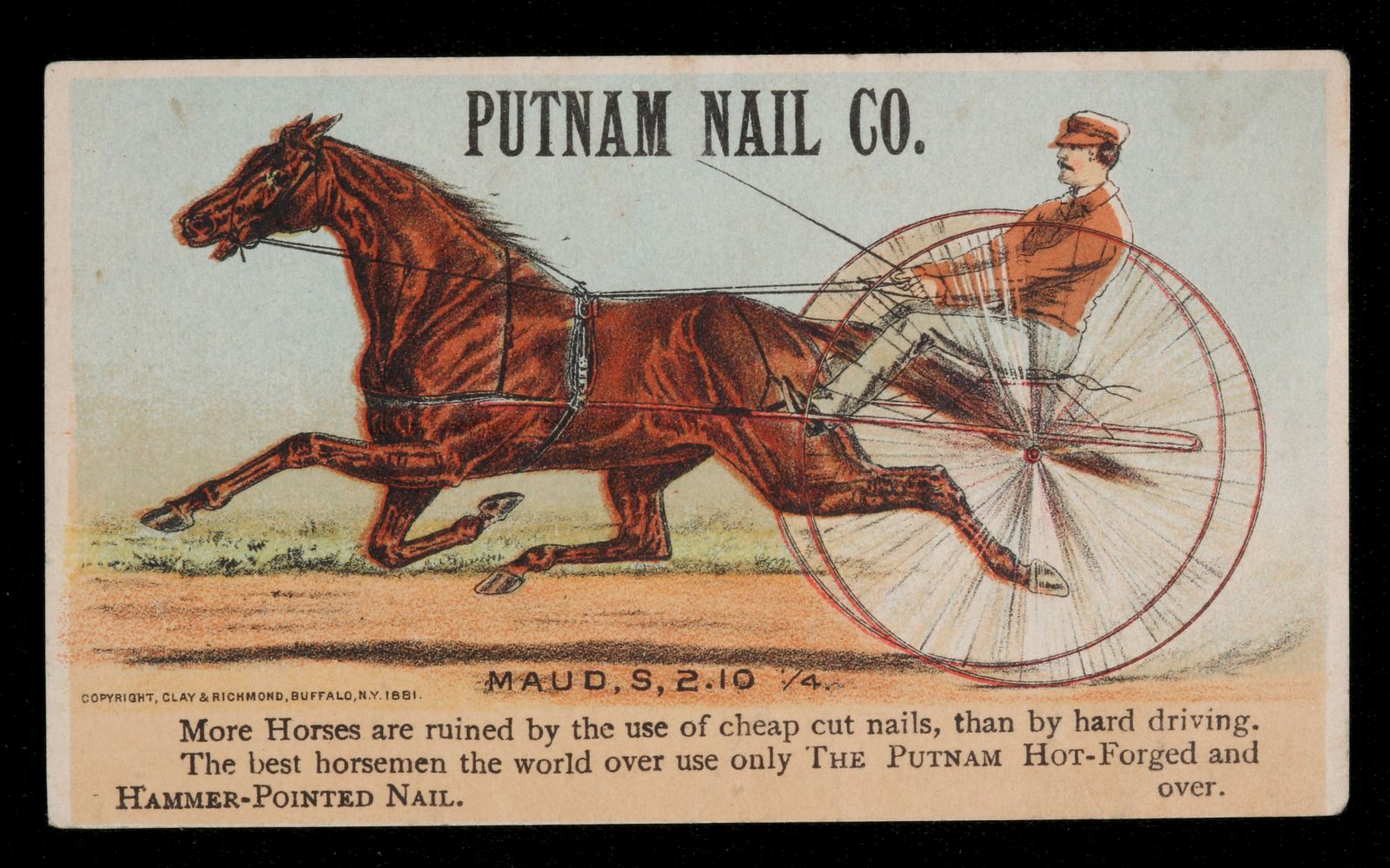 PUTNAM TRADE CARD PICTURING FAMOUS TROTTER MAUD