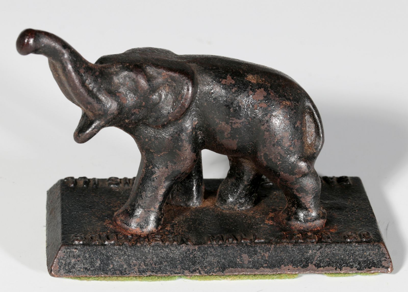 A ST. LOUIS FOUNDRY CAST IRON ELEPHANT PAPERWEIGHT