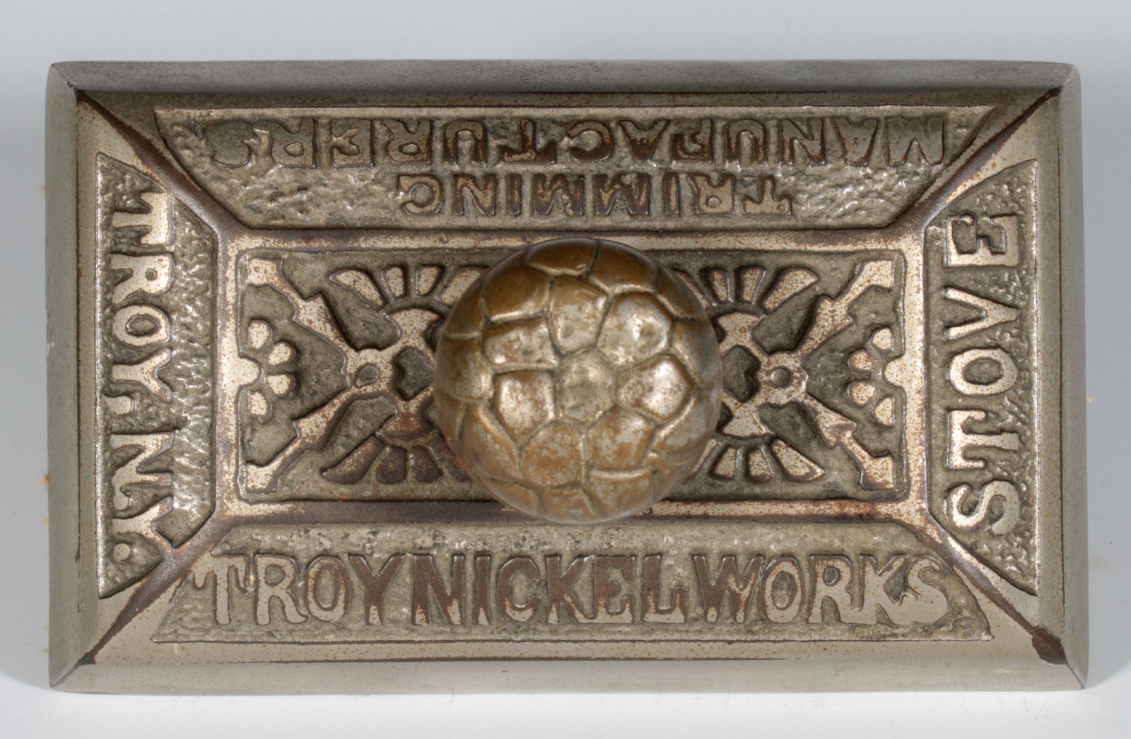 ANTIQUE TROY NICKEL WORKS STOVE CO. PAPERWEIGHT