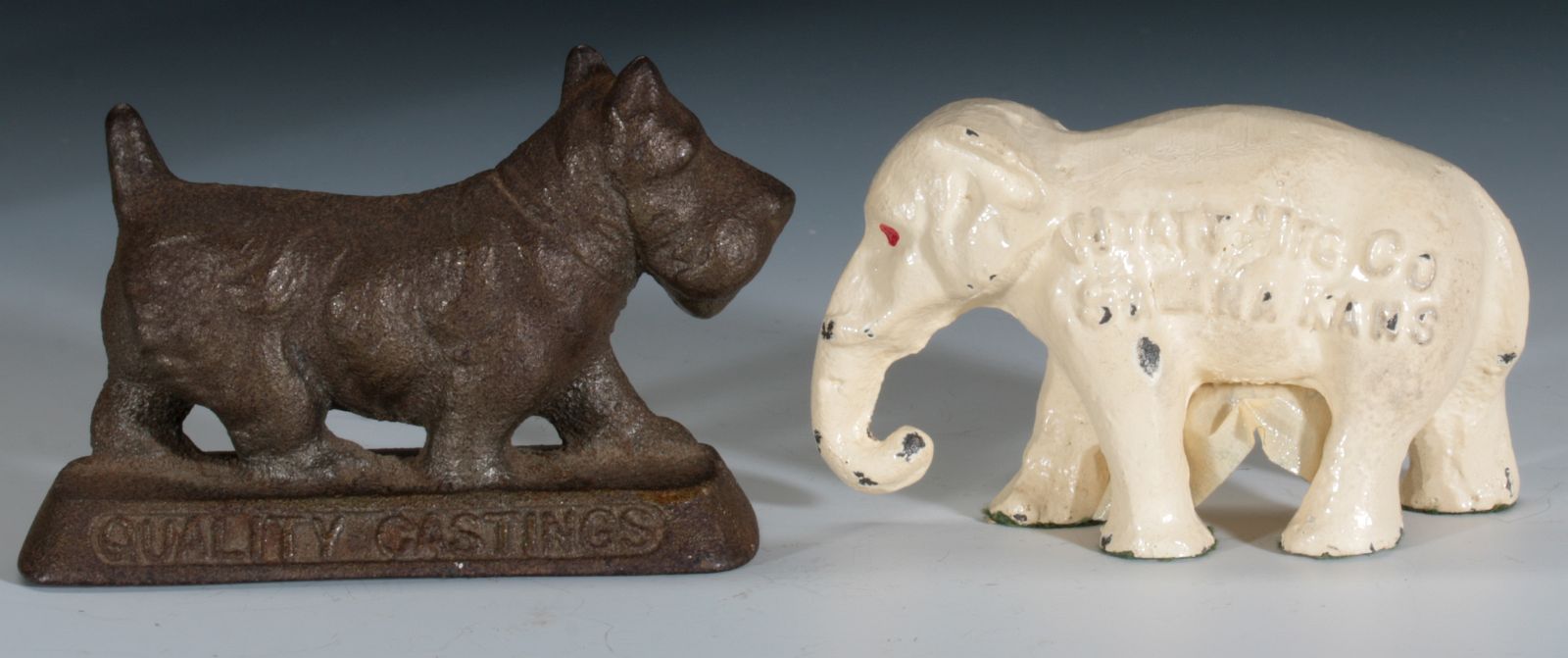 SCOTTIE DOG & ELEPHANT KANSAS FOUNDRY PAPERWEIGHTS