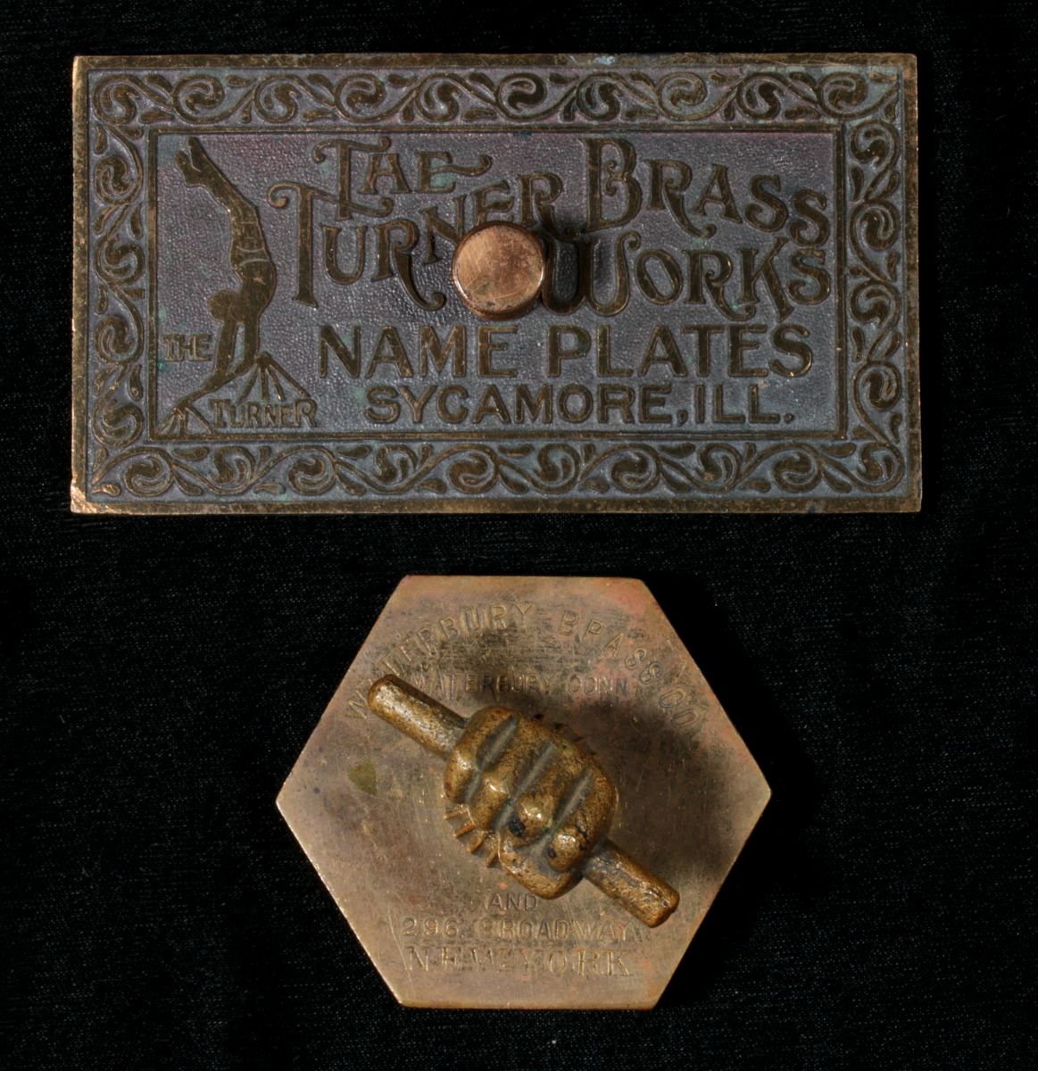 ORNATE AND UNUSUAL BRONZE/BRASS ADVERTISING PAPERWEIGHTS