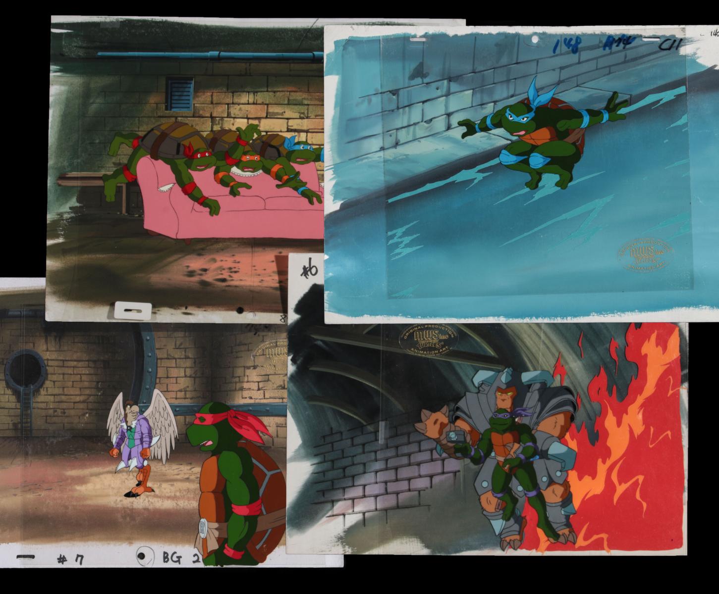 FOUR TEENAGE MUTANT NINJA TURTLES PRODUCTION CELS