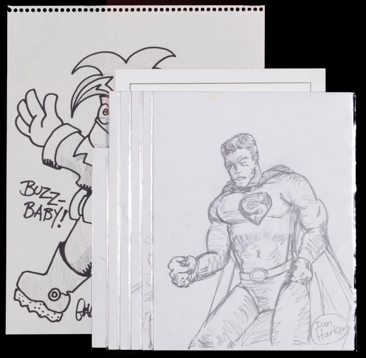 SEVEN SKETCHES BY VARIOUS COMIC BOOK ARTISTS