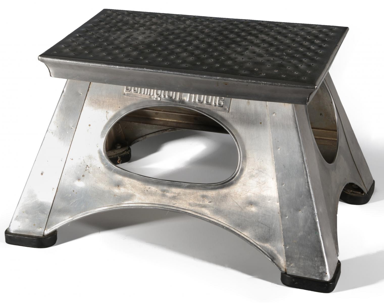 A GOOD STAINLESS STEEL BURLINGTON ROUTE STEP STOOL