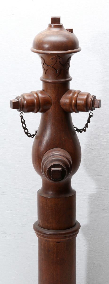 A CARVED WOOD REPLICA 1880s CHAPMAN FIRE HYDRANT